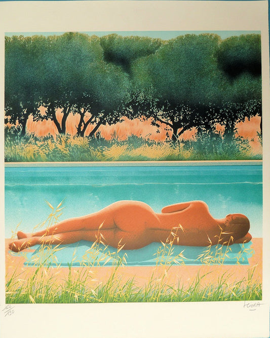 Daniel SCIORA : Nu autour de la piscine - Lithographie originale signée