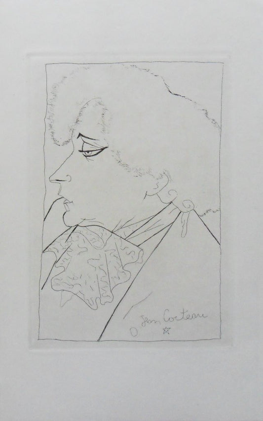 Jean COCTEAU : Portrait de Colette - Gravure signée