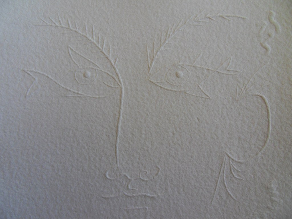 Jean COCTEAU : Visage aux yeux de poisson - Gravure signée