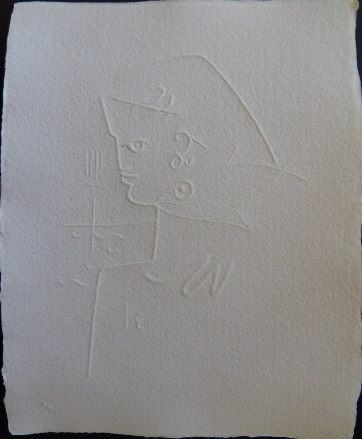 Jean COCTEAU : Profil au poisson - Gravure