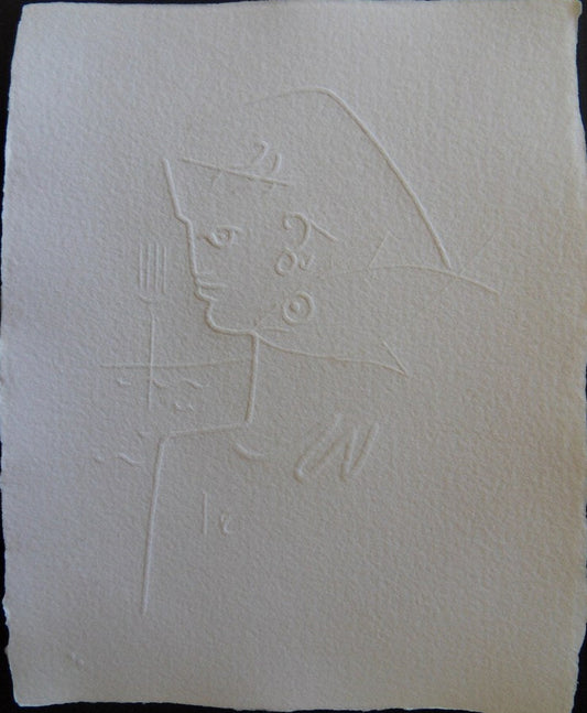 Jean COCTEAU : Profil au poisson - Gravure