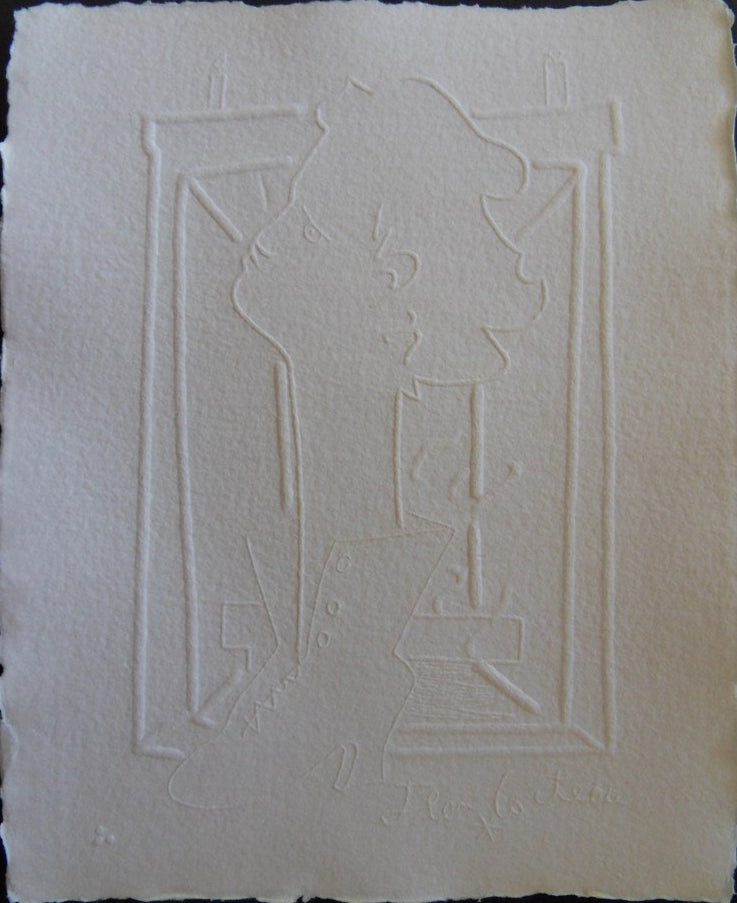 Jean COCTEAU : Homme chaussure - Gravure signée