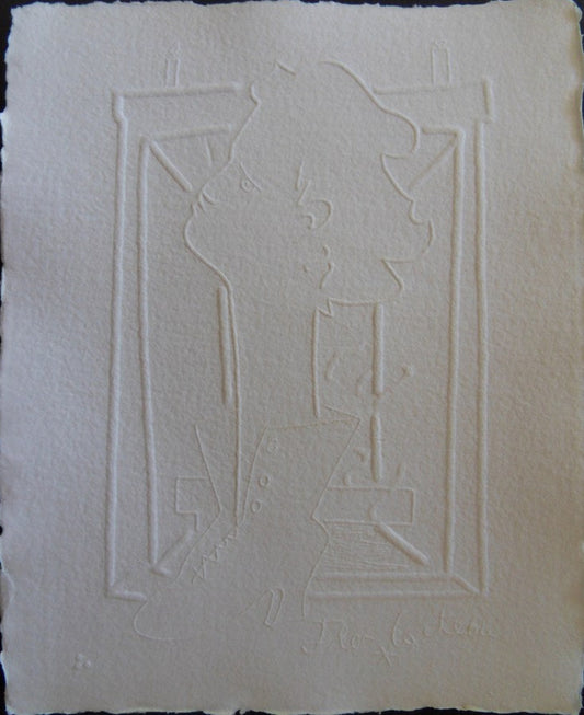 Jean COCTEAU : Homme chaussure - Gravure signée