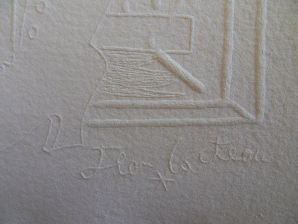 Jean COCTEAU : Homme chaussure - Gravure signée