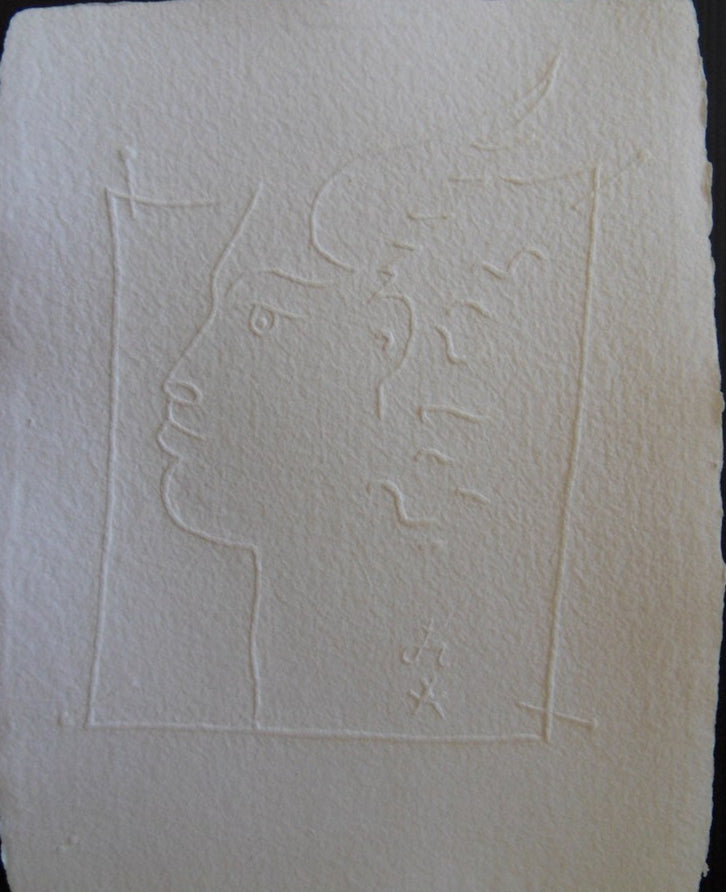 Jean COCTEAU : Profil ailé - Gravure signée