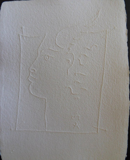 Jean COCTEAU : Profil ailé - Gravure signée