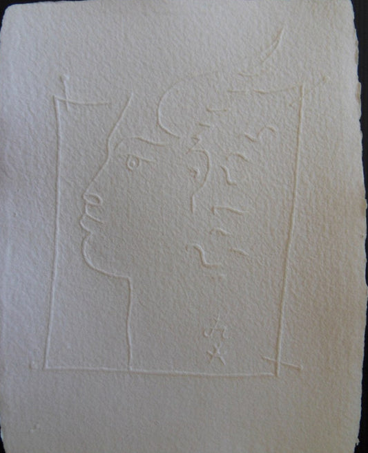 Jean COCTEAU : Profil ailé - Gravure signée