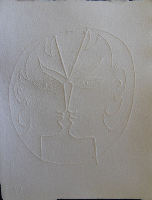 Jean COCTEAU : Les amoureux - Gravure