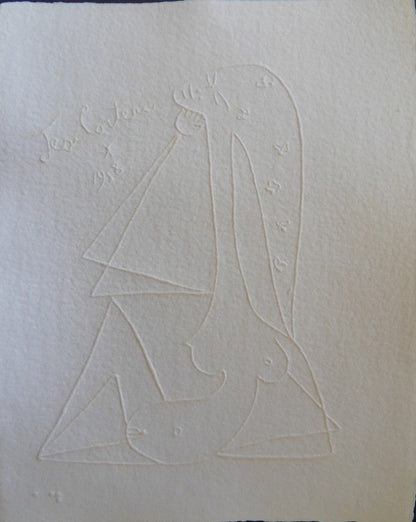 Jean COCTEAU : Nu  aux cheveux étoilés  - Gravure signée
