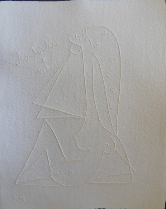 Jean COCTEAU : Nu  aux cheveux étoilés  - Gravure signée
