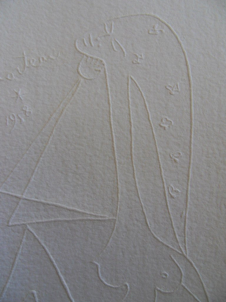Jean COCTEAU : Nu  aux cheveux étoilés  - Gravure signée