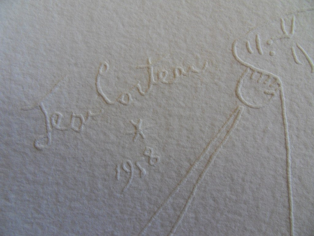 Jean COCTEAU : Nu  aux cheveux étoilés  - Gravure signée