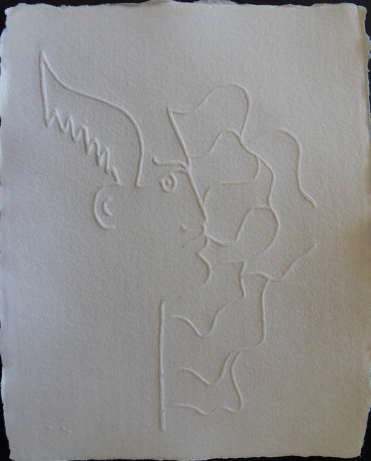 Jean COCTEAU : Faune de profil  - Gravure