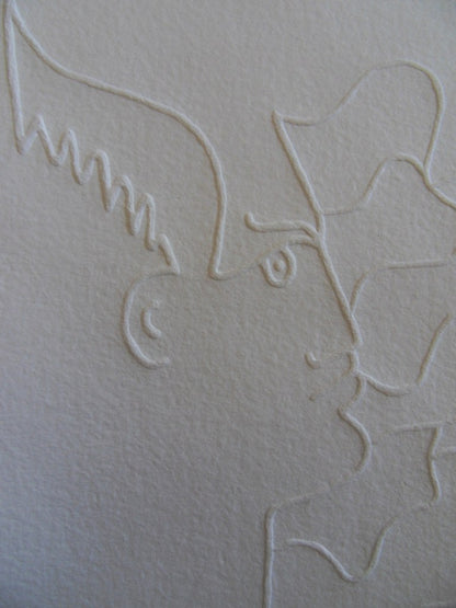 Jean COCTEAU : Faune de profil  - Gravure
