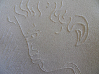 Jean COCTEAU : Le penseur - Gravure signée