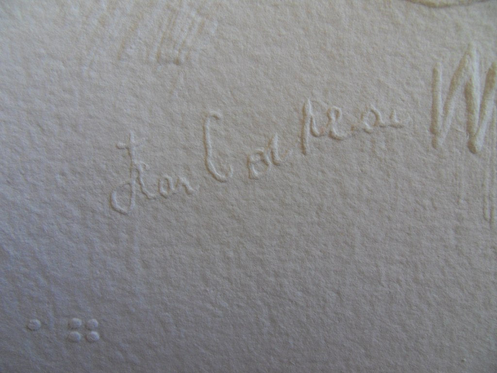 Jean COCTEAU : Le penseur - Gravure signée