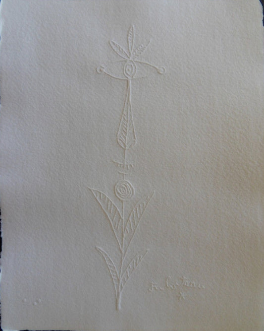 Jean COCTEAU : Profil fleuri - Gravure signée