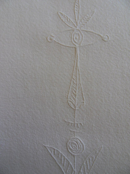 Jean COCTEAU : Profil fleuri - Gravure signée