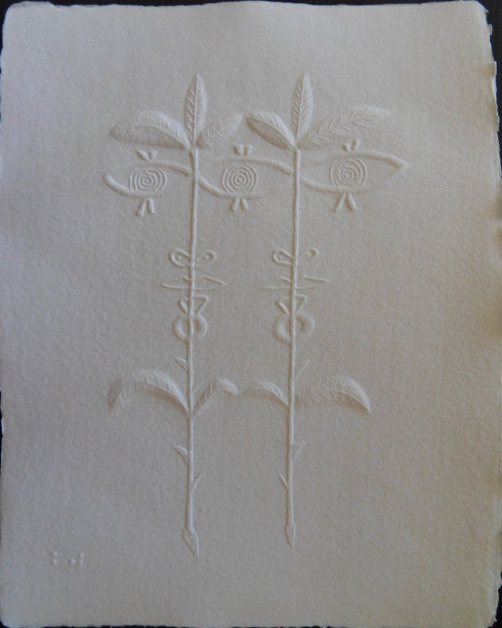 Jean COCTEAU : Couple fleur - Gravure