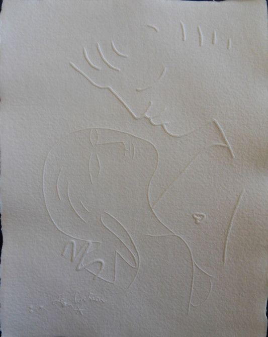 Jean COCTEAU : Couple amoureux - Gravure signée
