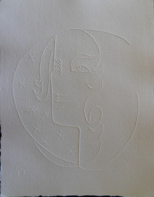 Jean COCTEAU : Femme aux étoiles - Gravure