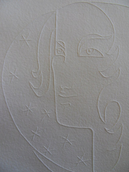 Jean COCTEAU : Femme aux étoiles - Gravure