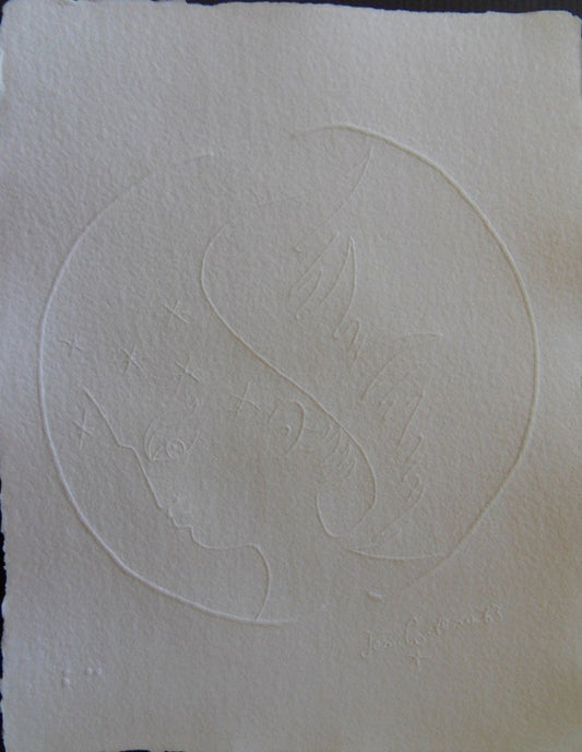 Jean COCTEAU : Visage d'Ange à l'étoile - Gravure signée