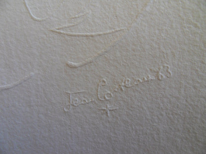 Jean COCTEAU : Visage d'Ange à l'étoile - Gravure signée