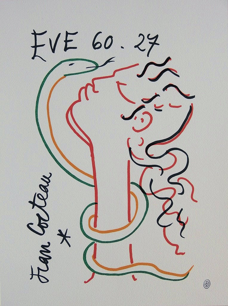Jean COCTEAU : Eve et le serpent - Lithographie signée