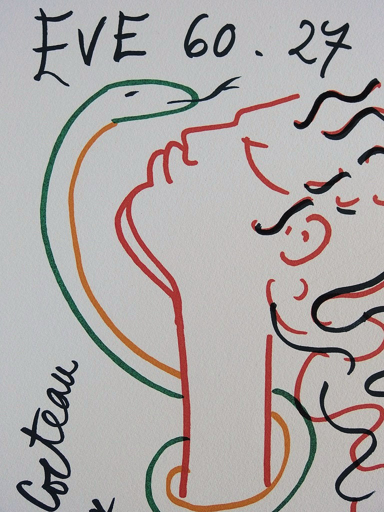Jean COCTEAU : Eve et le serpent - Lithographie signée