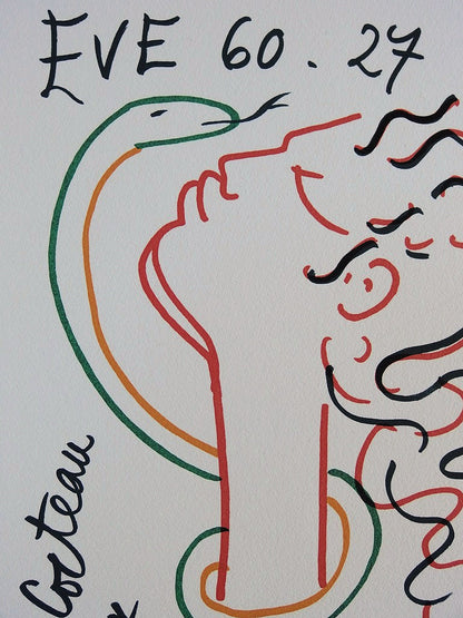 Jean COCTEAU : Eve et le serpent - Lithographie signée