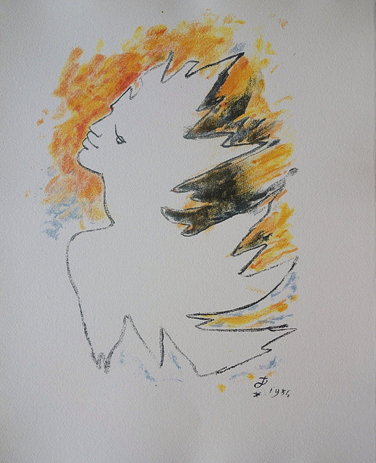 Jean COCTEAU : Homme flamboyant - Lithographie signée