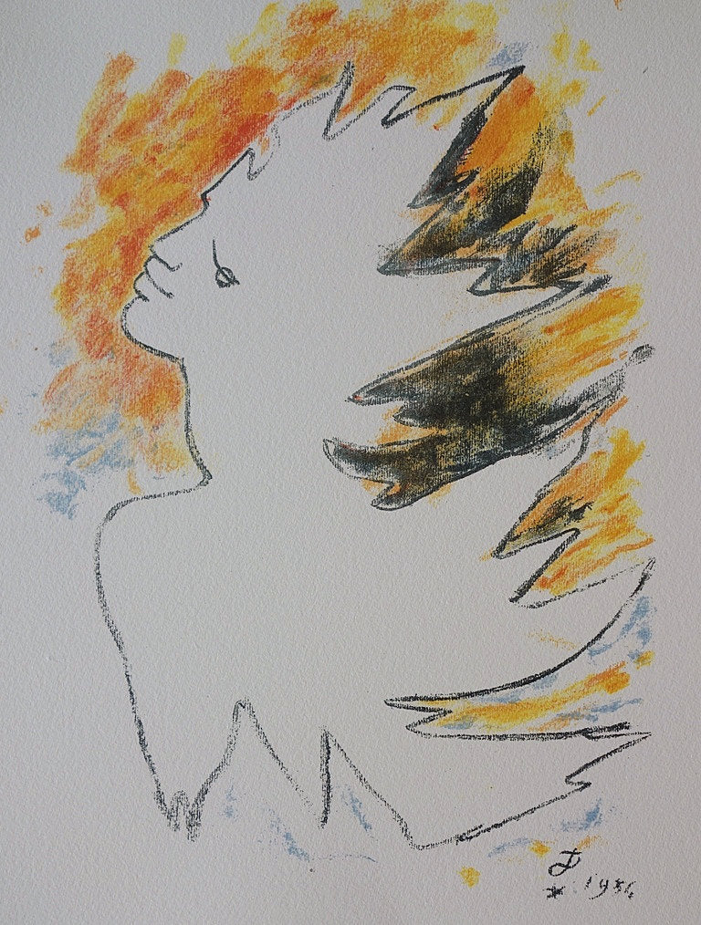 Jean COCTEAU : Homme flamboyant - Lithographie signée