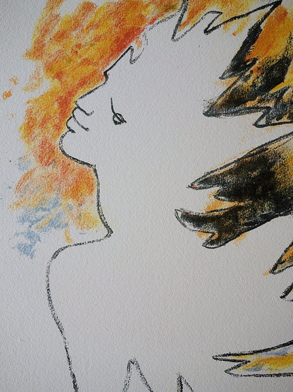 Jean COCTEAU : Homme flamboyant - Lithographie signée