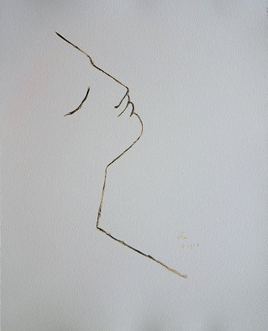 Jean COCTEAU : Profil de rêveur - Lithographie signée