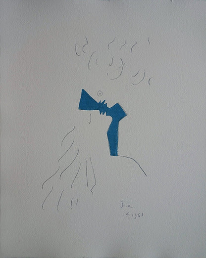 Jean COCTEAU : Baiser sur fond d’Azur - Lithographie signée