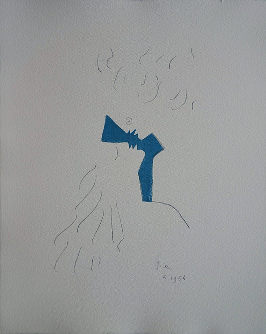 Jean COCTEAU : Baiser sur fond d’Azur - Lithographie signée