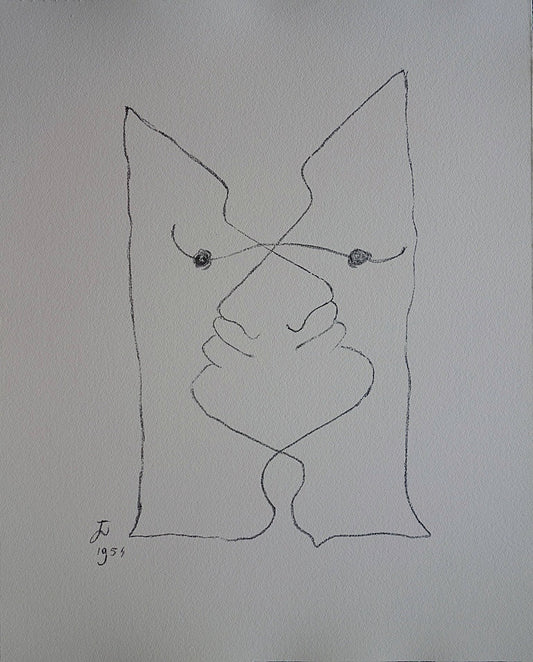 Jean COCTEAU : Visages entremêlés - Lithographie signée