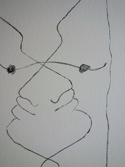 Jean COCTEAU : Visages entremêlés - Lithographie signée