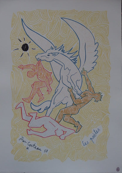 Jean COCTEAU : Les Poètes - Lithographie signée