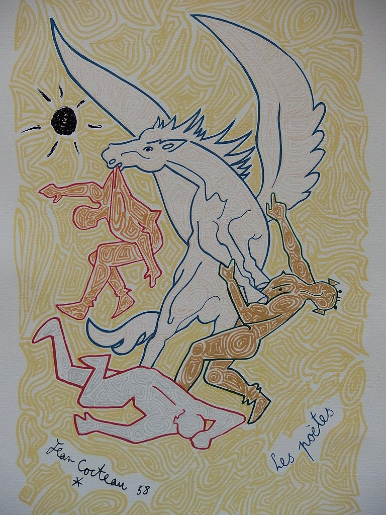 Jean COCTEAU : Les Poètes - Lithographie signée