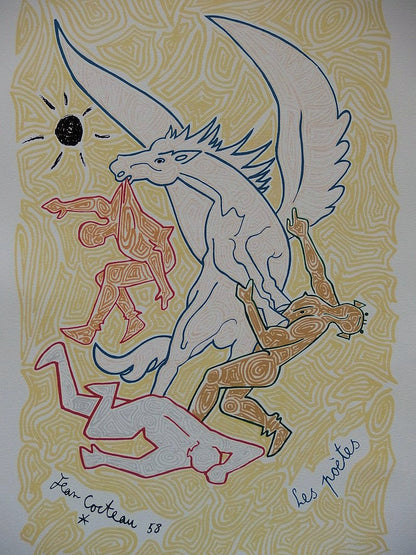 Jean COCTEAU : Les Poètes - Lithographie signée