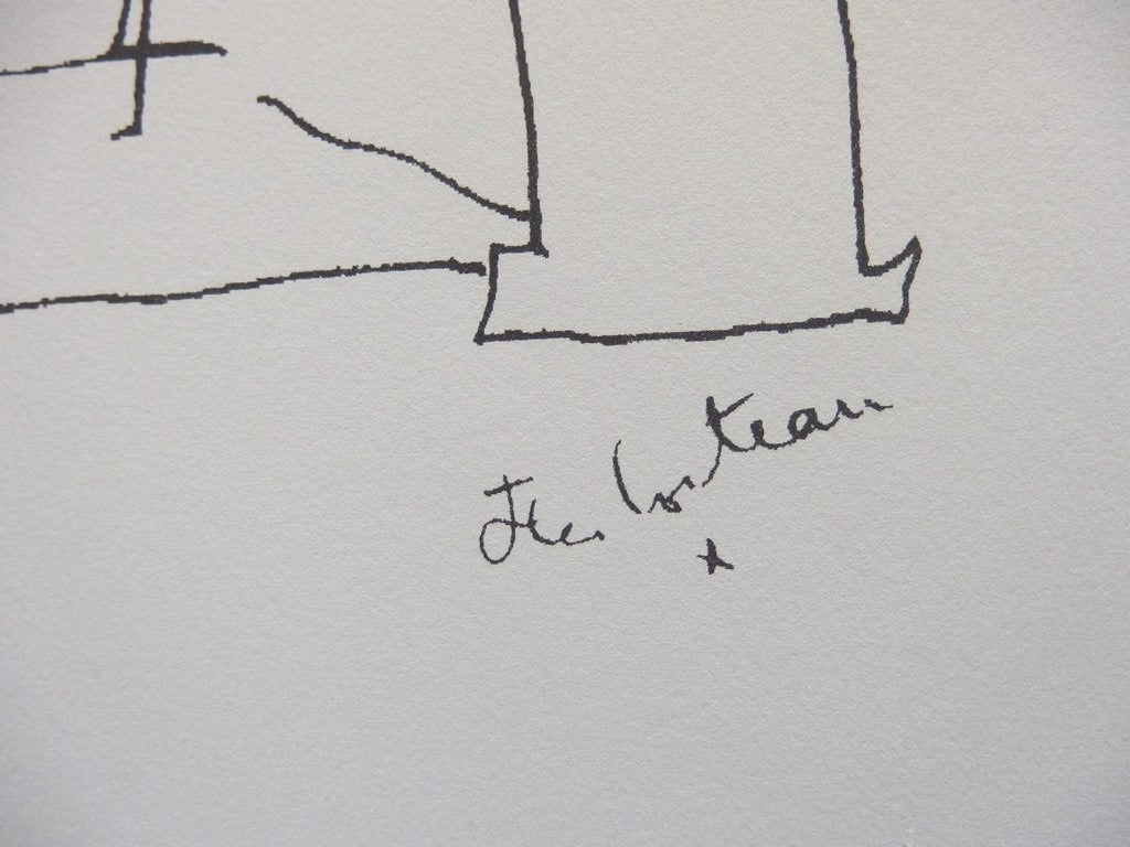 Jean COCTEAU : Voeux, Homme chaussure - Lithographie signée