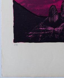 Cesare PEVERELLI : Champ de vitres roses  - Lithographie originale signée
