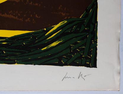 Cesare PEVERELLI : Champ de cannes  - Lithographie originale signée