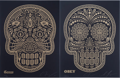 Shepard FAIREY (OBEY) et Ernesto YERENA : Day of the dead Calavera - Letterpress originales signées