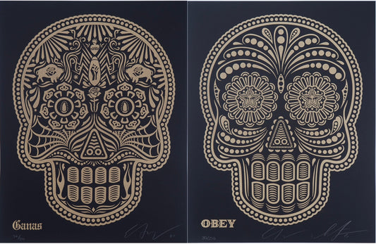 Shepard FAIREY et Ernesto YERENA : Day of the dead Calavera - Letterpress signée