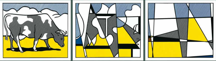 Roy LICHTENSTEIN : Cow Going Abstract - Triptyque