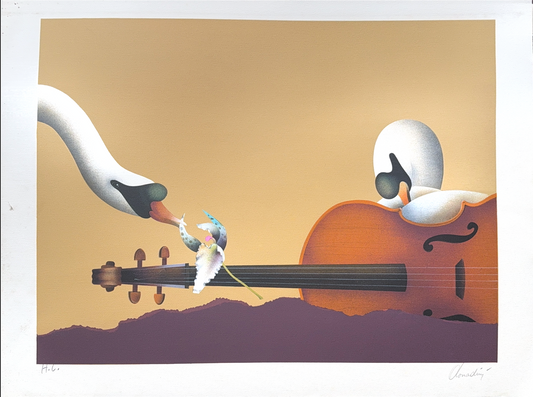 Jean Paul DONADINI : Cygnes en harmonie - Lithographie Originale Signée