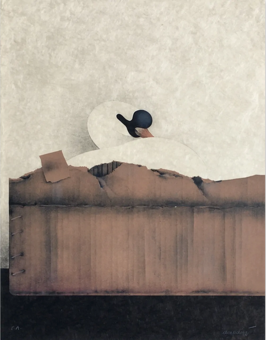 Jean Paul DONADINI : Le cygne dans le carton - Lithographie Originale Signée